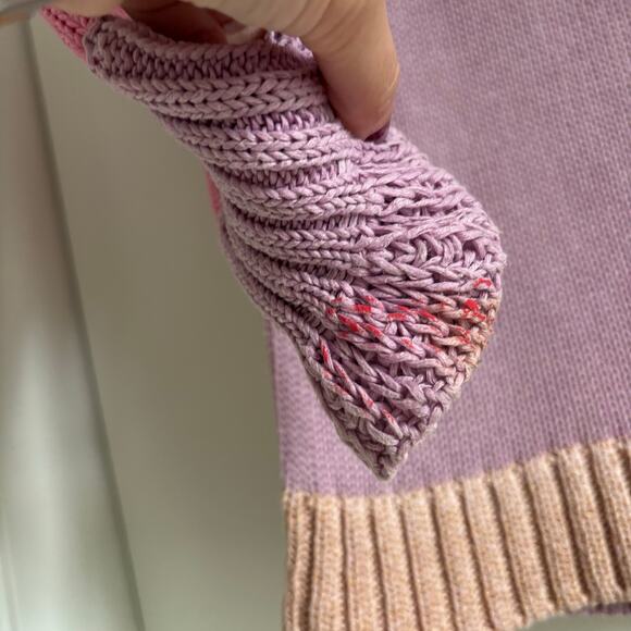 LoveShackFancy Girl’s Colorblock Knit Sweater Star Pink Sz 8-9Y Pastel Purple - Picture 15 of 15